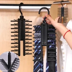 Adjustable Tie Storage Rack 360 Degree Rotating Household Tie Shelf Belt Silk Scarf Artifact Cabinet Organizer Hangers