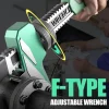 Adjustable Wrench, F-Type Pipe Wrench, Multi-Functional Plumbing Wrench, Heavy Duty Pipe Wrenches for Special-Shaped Valve Removal and Round Pipes