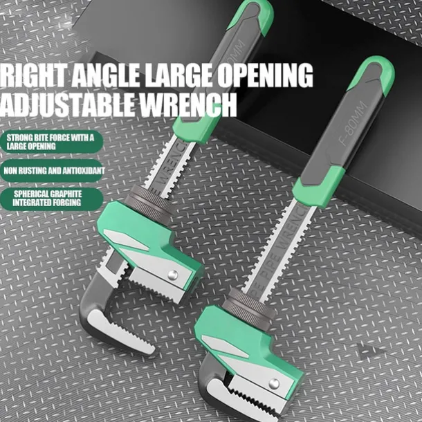 Adjustable Wrench, F-Type Pipe Wrench, Multi-Functional Plumbing Wrench, Heavy Duty Pipe Wrenches for Special-Shaped Valve Removal and Round Pipes
