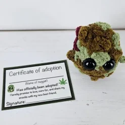 Adopt a Weed Nugget Plushie, Little Weed Nugget Plushie with Encouragement Cards, in a Jar Handmade Plush Stuffed Toys, Best Buds for Life Desktop Ornaments Gift