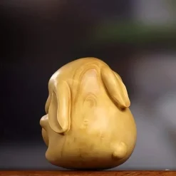 Adorable Love Rabbit Handcrafted Wooden Figurine - Collectible Figurines, Cute Desk Decoration, Handicraft Series Gift Supplies with Exquisite Carving Details