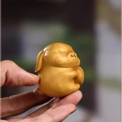 Adorable Love Rabbit Handcrafted Wooden Figurine - Collectible Figurines, Cute Desk Decoration, Handicraft Series Gift Supplies with Exquisite Carving Details