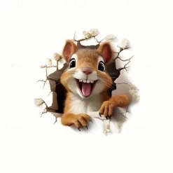 Adorable Squirrel 3D Toilet Sticker, Creative Waterproof Bathroom Decal, Easy to Apply No-Electricity Plastic Toilet Lid Cover Decoration