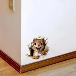 Adorable Squirrel 3D Toilet Sticker, Creative Waterproof Bathroom Decal, Easy to Apply No-Electricity Plastic Toilet Lid Cover Decoration