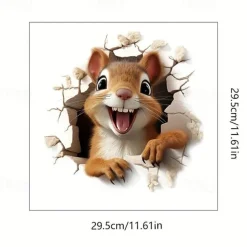 Adorable Squirrel 3D Toilet Sticker, Creative Waterproof Bathroom Decal, Easy to Apply No-Electricity Plastic Toilet Lid Cover Decoration