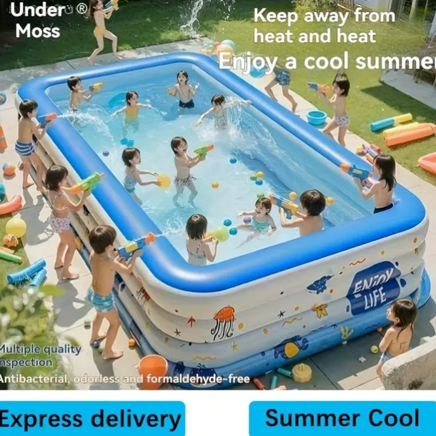 Adult Inflatable Swimming Pool with Free Inflation Tools, Large Outdoor Water Fun for Home and Family, Weekend Play, Summer Water Play