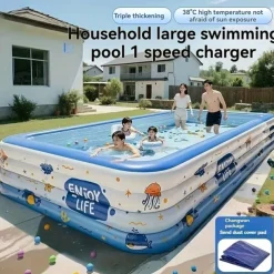 Adult Inflatable Swimming Pool with Free Inflation Tools, Large Outdoor Water Fun for Home and Family, Weekend Play, Summer Water Play