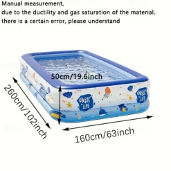 Adult Inflatable Swimming Pool with Free Inflation Tools, Large Outdoor Water Fun for Home and Family, Weekend Play, Summer Water Play