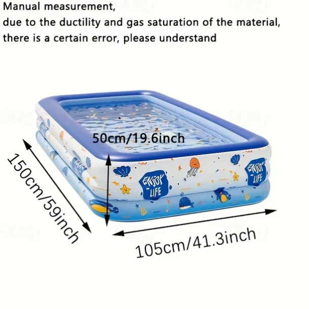 Adult Inflatable Swimming Pool with Free Inflation Tools, Large Outdoor Water Fun for Home and Family, Weekend Play, Summer Water Play