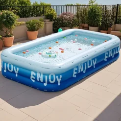 Adult Inflatable Swimming Pool with Free Inflation Tools, Large Outdoor Water Fun for Home and Family, Weekend Play, Summer Water Play