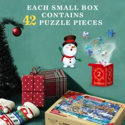 Advent Calendar 2025 Christmas Jigsaw Puzzles Xmas Snowy Night Puzzle 24 Parts 1008 Pieces Puzzles for Adults Teens Kids Jigsaw Puzzles, Christmas Puzzles Xmas Gift