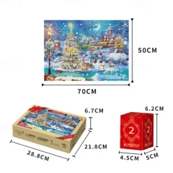 Advent Calendar 2025 Christmas Jigsaw Puzzles Xmas Snowy Night Puzzle 24 Parts 1008 Pieces Puzzles for Adults Teens Kids Jigsaw Puzzles, Christmas Puzzles Xmas Gift