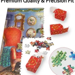 Advent Calendar 2024 Christmas Jigsaw Puzzles Blind Box Christmas by the Fireplace Holiday Puzzles for Adults Kids, 24 Parts 1008 Pieces Jigsaw Puzzles Gift for Countdown to Christmas