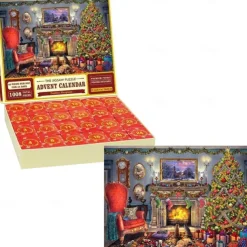 Advent Calendar 2024 Christmas Jigsaw Puzzles Blind Box Christmas by the Fireplace Holiday Puzzles for Adults Kids, 24 Parts 1008 Pieces Jigsaw Puzzles Gift for Countdown to Christmas