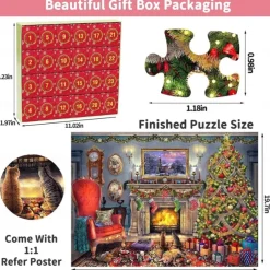 Advent Calendar 2025 Jigsaw Puzzles - 24 Boxes 1008 Pieces Puzzles Countdown to Christmas, Christmas Gifts Stocking Stuffers, Christmas Decorations Christmas Puzzle for Adults Kids, Xmas Gift