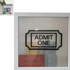 Adventure Archive Box, Travel Shadow Box with Slot, Memory Boxes for Keepsakes, Shadow Box Frame, Ticket Holder with World Map and Plane Design, Photo Theatre Movie Concert Ticket