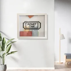 Adventure Archive Box, Travel Shadow Box with Slot, Memory Boxes for Keepsakes, Shadow Box Frame, Ticket Holder with World Map and Plane Design, Photo Theatre Movie Concert Ticket