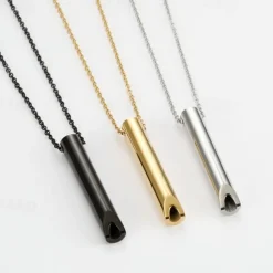 Aerosolry Breathlace,Stainless Steel Pendant Necklace Whistle for Meditation, Mindfulness, Breathing Techniques, Stress Relief, and Anxiety Reduction during Yoga