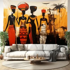 African Folk Art Hanging Tapestry Wall Art Large Tapestry Mural Decor Photograph Backdrop Blanket Curtain Home Bedroom Living Room Decoration