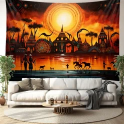 African Folk Art Hanging Tapestry Wall Art Large Tapestry Mural Decor Photograph Backdrop Blanket Curtain Home Bedroom Living Room Decoration
