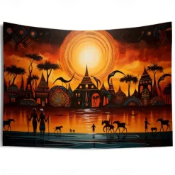 African Folk Art Hanging Tapestry Wall Art Large Tapestry Mural Decor Photograph Backdrop Blanket Curtain Home Bedroom Living Room Decoration