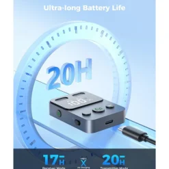 Airplane Bluetooth Transmitter Receiver for 2 AirPods or Headphones, HD Display Low Latency Bluetooth Wireless Transmitter, 3.5mm Aux Audio Jack Adapter for Airplane/TV/Car/Home Stereo