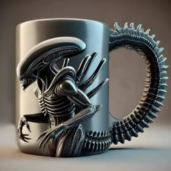 Alien Coffee Mug, Creative Horror Resin Monster Cup, Evil Creature Mug Figurine, Unique Decorative Alien Sculpture for Home or Office Display