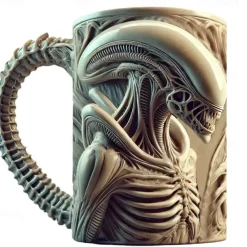 Alien Coffee Mug, Creative Horror Resin Monster Cup, Evil Creature Mug Figurine, Unique Decorative Alien Sculpture for Home or Office Display