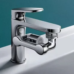 Alloy Faucet Extender Head Replacement Mechanical Arm 1080° 2 Mode Sprayer Nozzle Attachment, Water Aerator Bubbler for Bathroom Kitchen, Universal Tap Extend Spray Filter Spout Adapter Accessories