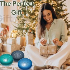 Alloy Steel Tongue Drum 6 Inch 8 Notes Hand Drums with Bag Sticks Music Book, Sound Healing Instruments for Musical Education Entertainment Meditation Yoga Zen Gifts