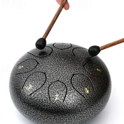 Alloy Steel Tongue Drum 6 Inch 8 Notes Hand Drums with Bag Sticks Music Book, Sound Healing Instruments for Musical Education Entertainment Meditation Yoga Zen Gifts