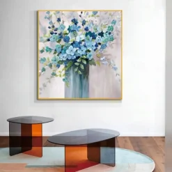 Almond Blossom Handmade Hand Painted Oil Painting Wall Art Abstract Violet Flowers Paintings Home Decoration Decor Rolled Canvas No Frame Unstretched