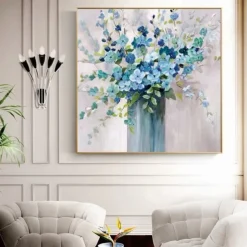 Almond Blossom Handmade Hand Painted Oil Painting Wall Art Abstract Violet Flowers Paintings Home Decoration Decor Rolled Canvas No Frame Unstretched