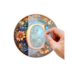 Alphabet Stained Window Hanging Suncatcher For Windows Panels Sun Catcher Autumn Ornament Decoration Alphabet Memorial Gift For Friend, Christmas Xmas Gift