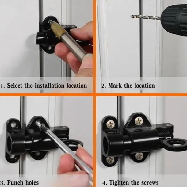 Aluminum Alloy Bolt Lock Self-Closing Automatic Latch Window Gate Security Pull Ring Spring Bounce Door Bolt Latch Lock