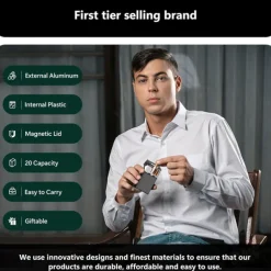 Aluminum Alloy Cigarette Case, 20-Capacity, Moisture and Crush Resistant, Unique Men's Gift, Metal Aluminum Alloy Construction Stylish Creative