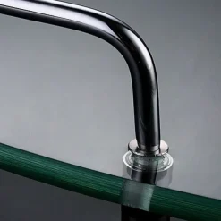 Aluminum Glass Shelf Bathroom Bath Corner Caddy Basket Storage Hanging Organizer with Extra Thick TEMPERED Glass Contemporary Style Wall Mount