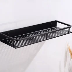 Aluminum Toilet Rack Wall Hanging Black Hotel Pendant Rectangular Net Blue Storage Rack Bathroom Accessories