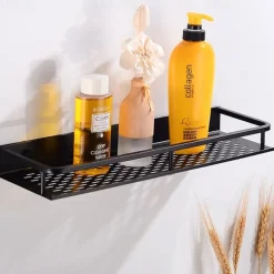 Aluminum Toilet Rack Wall Hanging Black Hotel Pendant Rectangular Net Blue Storage Rack Bathroom Accessories