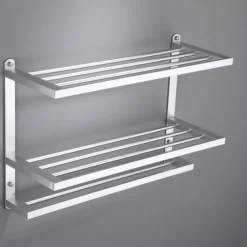 Aluminum Towel Rack for Bathroom,3-Layer Wall Mounted Towel Bar Towel Rail Towel Holder Bathroom Hardware Storage 60cm(Black/Silver/Gun Grey)