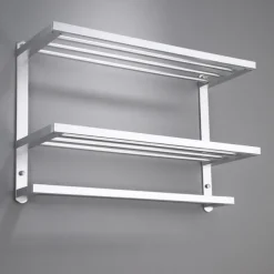 Aluminum Towel Rack for Bathroom,3-Layer Wall Mounted Towel Bar Towel Rail Towel Holder Bathroom Hardware Storage 60cm(Black/Silver/Gun Grey)