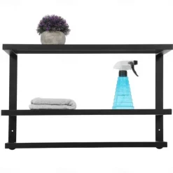 Aluminum Towel Rack for Bathroom,3-Layer Wall Mounted Towel Bar Towel Rail Towel Holder Bathroom Hardware Storage 60cm(Black/Silver/Gun Grey)