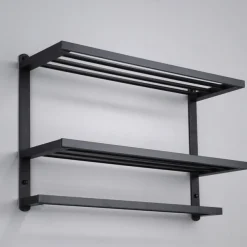 Aluminum Towel Rack for Bathroom,3-Layer Wall Mounted Towel Bar Towel Rail Towel Holder Bathroom Hardware Storage 60cm(Black/Silver/Gun Grey)