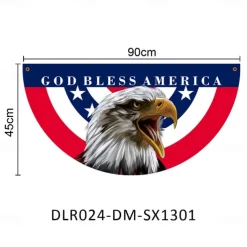 American 4th of July Bunting Flag 3 x1.5 Ft Non-Pleated Fan Flag Banner Eagle Polyester Flag for Holiday Outdoor Hanging Decor Patriotic Memorial Day