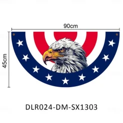 American 4th of July Bunting Flag 3 x1.5 Ft Non-Pleated Fan Flag Banner Eagle Polyester Flag for Holiday Outdoor Hanging Decor Patriotic Memorial Day