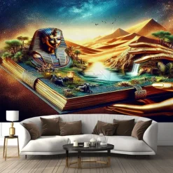 Ancient Egyptian Hanging Tapestry Wall Art Large Tapestry Mural Decor Photograph Backdrop Blanket Curtain Home Bedroom Living Room Decoration Cat God Godness