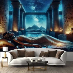 Ancient Egyptian Hanging Tapestry Wall Art Large Tapestry Mural Decor Photograph Backdrop Blanket Curtain Home Bedroom Living Room Decoration Cat God Godness