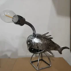 Angler Fish Lamp USB Rechargeable Desktop Metal Light Handmade Craft Home