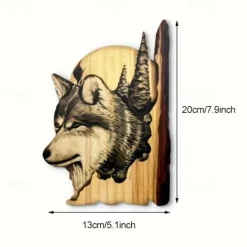 Animal Carving Handcraft Wall Hanging Sculpture, Wood Raccoon Bear Deer Hand Painted Decoration, For Home Living Room