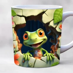 Animal Coffee Cup 3D illusion Coffee Mugs, Animal Gift Cup Travel Mug Funny Drinking Cup Desk Decor,11.2oz Ceramic Mug Tea Mug, Birthday Christmas Gifts for Animal Lovniner